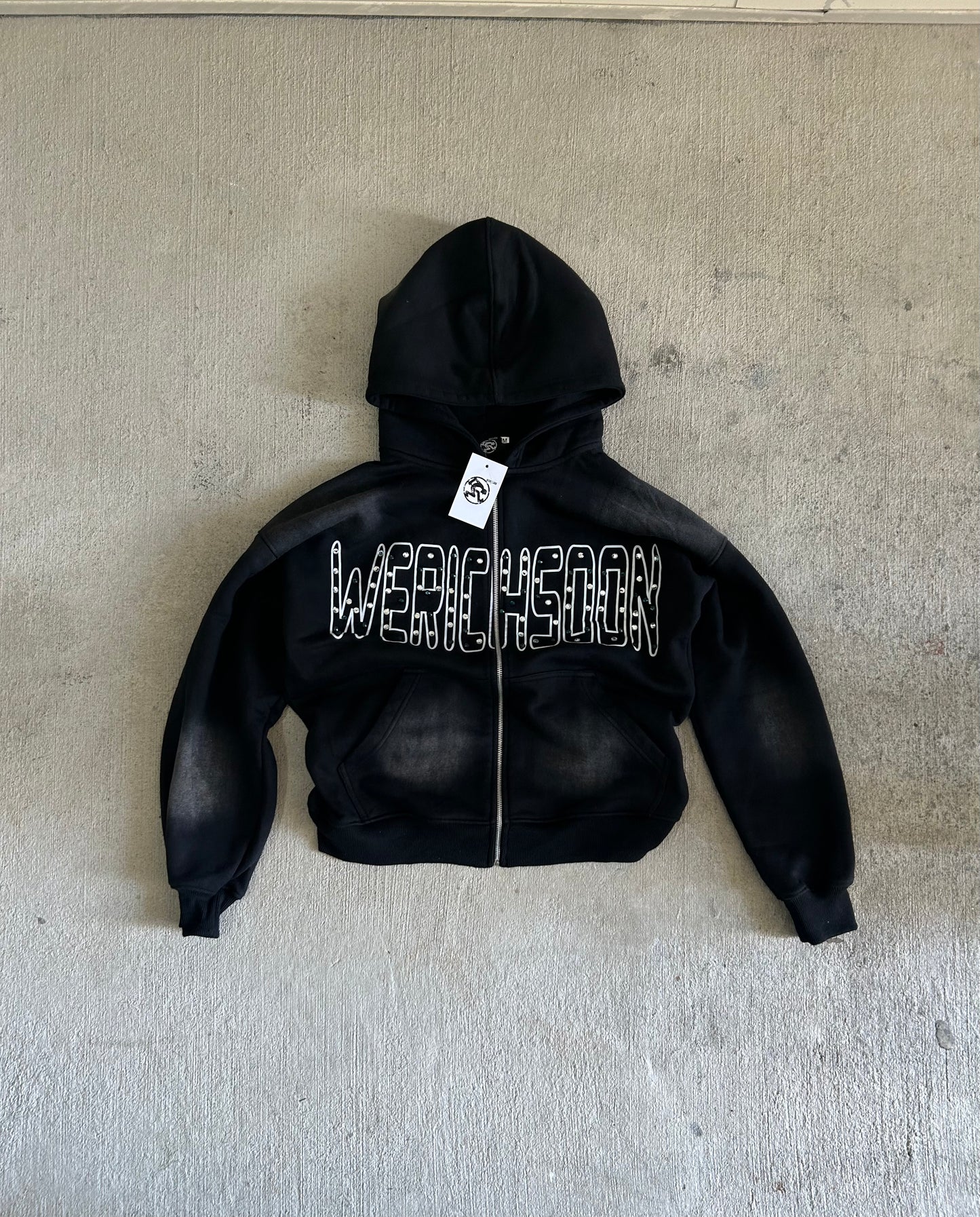 Rhinestone Lettered Zipup