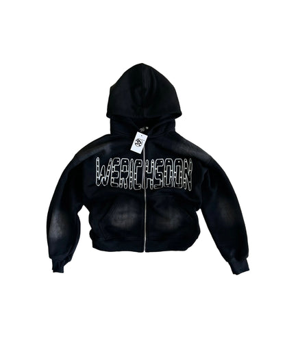 Rhinestone Lettered Zipup